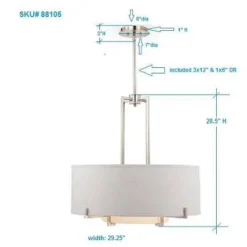 Possini Euro Design Concentric Brushed Nickel Pendant Chandelier 28" Wide Modern White Fabric Drum 4-Light For Dining Room House Foyer Kitchen Island -Target Lighting Store GUEST 79d99742 31e4 41eb 8743 caf20da53a45