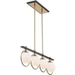 Possini Euro Design Carlyn Brass Black Linear Island Pendant Chandelier 33" Wide Modern White Glass Shade 4-Light LED Fixture For Dining Room Kitchen -Target Lighting Store GUEST 7b723cfb 4a18 401d 8111 b6d8a9faf61f