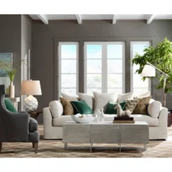 Possini Euro Design Cosgrove Modern Mid Century Table Lamp 26 1/2" High White Glazed Ceramic Light Brown Linen Drum Shade For Bedroom Living Room Home -Target Lighting Store GUEST 7cea2892 39cc 47ae ae5f 30508fcd3dc0