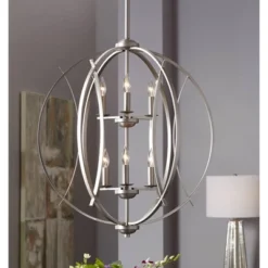Possini Euro Design Spherical Brushed Nickel Large Chandelier 24" Wide Modern 6-Light Fixture For Dining Room House Foyer Kitchen Island Entryway Home -Target Lighting Store GUEST 7fc99142 9bd2 4b9b a2db a8046439f66b