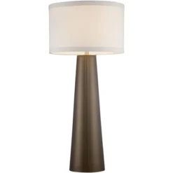 Possini Euro Design Karen Modern Table Lamp 36" Tall Dark Gold Glass Off White Fabric Drum Shade For Bedroom Living Room Bedside Nightstand Office -Target Lighting Store GUEST 80af0f1e 65f9 4dc8 ad3c c1584cc771ff