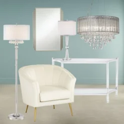 Possini Euro Design Jolie Chrome Chandelier Lighting 20" Wide Modern Crystal Silver Fabric Shade 7-Light Fixture For Dining Room House Kitchen Island -Target Lighting Store GUEST 83d4224f e103 42b2 8e6d 82380585f94d