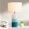 Possini Euro Design Modern Table Lamp With USB Charging Port And Nightlight LED 25" High Blue Art Glass White Shade For Bedroom Desk (Color May Vary) -Target Lighting Store GUEST 85765ccb daac 4255 8494 760ad77fd2c0