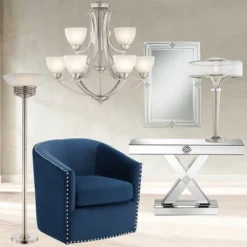 Possini Euro Design Light Blaster Art Deco Torchiere Floor Lamp 72 1/2" Tall Brushed Nickel LED Frosted Glass Bowl Shade For Living Room Bedroom House -Target Lighting Store GUEST 88f5ad87 298f 4400 b696 842a2a774880