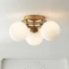 Possini Euro Design Modern Ceiling Light Flush Mount Fixture Brass 18" Wide 3-Light Frosted White Glass Globes Bedroom Living Room -Target Lighting Store GUEST 88f5de80 34e1 4506 947e f8ec511b97e8
