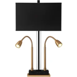 Possini Euro Design Griffin Modern Gooseneck Desk Lamp 31" Tall Gold With USB Charging Port Black Metal Rectangular Shade For Bedroom Living Room Kids -Target Lighting Store GUEST 8961ed33 5970 4a22 a9a6 17f870e7a3a0