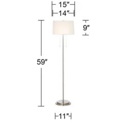 Possini Euro Design Simplicity Modern Floor Lamp 59" Tall Brushed Nickel Silver Off White Tapered Drum Shade For Living Room Bedroom Office House Home -Target Lighting Store GUEST 899d3371 1b6f 4f83 a644 affa9374ec89