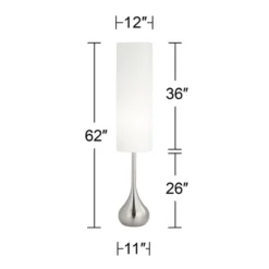 Possini Euro Design Mid Century Modern Floor Lamp 62" Tall Brushed Steel Droplet Cotton Cylinder Shade For Living Room Bedroom Office -Target Lighting Store GUEST 8c740f3c 1ce7 463d b970 80f14ac2776e