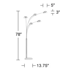 Possini Euro Design Infini Mid Century Modern Arc Floor Lamp 78" Tall Chrome 5 Light Swivel Dome Shades For Living Room Reading Bedroom Office House -Target Lighting Store GUEST 8e1a5ee4 40b4 4393 a59b 99fcb475dfec