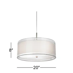 Possini Euro Design Brushed Nickel Pendant Chandelier 20" Wide Modern Organza Outer White Inner Shade 3-Light Fixture For Dining Room Kitchen Island -Target Lighting Store GUEST 919037b2 adb9 4da0 872c a38ebe1d5946