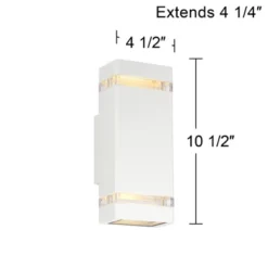 Possini Euro Design Modern Outdoor Wall Light Fixture White 2-Light Up Down 10 1/2" Clear Glass Inserts For Exterior Barn Deck House Porch Yard Patio -Target Lighting Store GUEST 93246f31 ca6f 4cfd b8cb ca13881fbb65