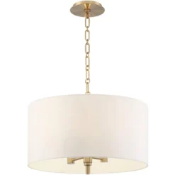 Possini Euro Design Warm Gold Pendant Chandelier 20" Wide Modern White Linen Drum Shade 4-Light Fixture For Dining Room Foyer Kitchen Island Entryway -Target Lighting Store GUEST 932dc1ea 51d4 4076 8b0c 1f2352184a70