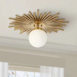Possini Euro Design Hazel Modern Ceiling Light Semi Flush Mount Fixture 24" Wide Warm Brass White Globe Shade For Bedroom Kitchen Living Room Hallway -Target Lighting Store GUEST 937faa9c a474 460e 97d2 cb24e8bfb570
