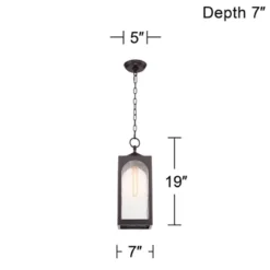 Possini Euro Design Tyne Modern Industrial Outdoor Hanging Light Bronze 19" Seedy Glass Shade For Post Exterior Barn Deck House Porch Yard Patio Home -Target Lighting Store GUEST 963626fc 88b2 47d9 9639 0195ea027bf2
