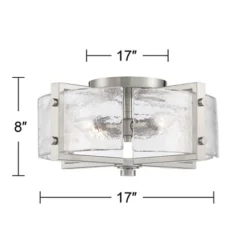 Possini Euro Design Prane Modern Industrial Ceiling Light Semi Flush Mount Fixture 17" Wide Brushed Nickel 4-Light Warped Glass For Bedroom Kitchen -Target Lighting Store GUEST 968afca0 1c02 432c 9354 62d2a6a517c1