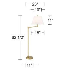 Possini Euro Design Modern Arc Floor Lamp Standing 62 1/2" Tall Warm Gold Offset Arm White Linen Drum Shade For Living Room Reading Family Bedroom -Target Lighting Store GUEST 9730cedd 2492 4c1e a5b4 7f14b03b2d31