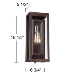 Possini Euro Design Modern Industrial Farmhouse Rustic Outdoor Wall Light Fixture Bronze 15 1/2" Clear Glass For Exterior Barn Deck House Porch Yard -Target Lighting Store GUEST 99cde3c7 c506 4a99 9094 1dd56da860cf 1