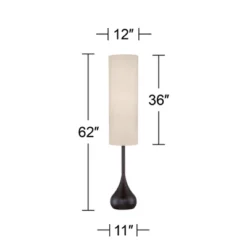 Possini Euro Design Mid Century Modern Floor Lamp 62" Tall Bronze Metal Droplet Off White Cream Cylinder Shade For Living Room Reading -Target Lighting Store GUEST 9accab34 526c 4140 a290 821b38b51e40