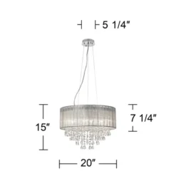 Possini Euro Design Jolie Chrome Chandelier Lighting 20" Wide Modern Crystal Silver Fabric Shade 7-Light Fixture For Dining Room House Kitchen Island -Target Lighting Store GUEST 9b9479e9 d7fe 44b4 b5f0 e8d350d99c8e