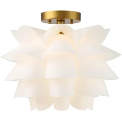 Possini Euro Design Modern Ceiling Light Semi Flush Mount Fixture White Flower Gold Metal 15 3/4" Wide Living Room Bedroom Kitchen -Target Lighting Store GUEST 9caa153e a2a6 4cbb b7c7 151d401311d5