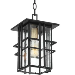 Possini Euro Design Arley Modern Outdoor Hanging Light Black Geometric Frame 12 1/2" Seedy Glass For Post Exterior Barn Deck House Porch Yard Patio -Target Lighting Store GUEST 9d9a0740 d8ce 49d3 9588 860b9c5034b1