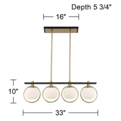 Possini Euro Design Carlyn Brass Black Linear Island Pendant Chandelier 33" Wide Modern White Glass Shade 4-Light LED Fixture For Dining Room Kitchen -Target Lighting Store GUEST 9db9d07e 0dff 4ca8 821a 97332964a524