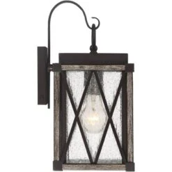 Possini Euro Design Brawley Rustic Industrial Outdoor Wall Light Fixture Bronze Wood Grain 13 1/2" Clear Seedy Glass For Post Exterior Barn Deck House -Target Lighting Store GUEST a01d09cb 09b1 45dd 9db3 db14e7b9b1bc