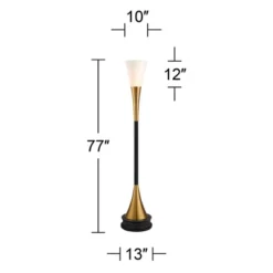 Possini Euro Design Piazza Modern Torchiere Floor Lamp With Riser 77" Tall Black Brass Metal White Glass Shade For Living Room Bedroom Office House -Target Lighting Store GUEST a0ae2278 a305 459b aa75 df94cc1c6abd