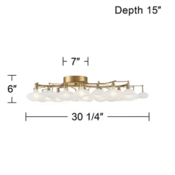Possini Euro Design Lilypad Modern Ceiling Light Semi Flush Mount Fixture 30 1/4" Wide Warm Brass 12-Light Frosted Glass Shade For Bedroom Living Room -Target Lighting Store GUEST a233a009 bd72 44f5 9f48 3c2effe14b0b