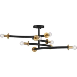 Possini Euro Design Alturus Modern Ceiling Light Semi Flush Mount Fixture 34" Wide Gloss Black Warm Brass 8-Light For Bedroom Living Room Hallway Home -Target Lighting Store GUEST a23c2c3a 3277 4efb 860b 0658359a3046