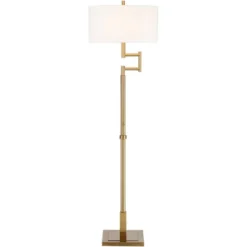 Possini Euro Design Artisan Swing Arm Floor Lamp 62.25" Tall Warm Antique Brass Linen Drum Shade For Living Room Reading Bedroom Office -Target Lighting Store GUEST a516a385 a6f6 4857 a16b 37d009da3a9c