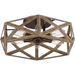 Possini Euro Design Moorcroft Modern Farmhouse Ceiling Light Semi Flush Mount Fixture 14 1/2" Wide Dark Wood Bronze 6-Light Hexagon Frame For Bedroom -Target Lighting Store GUEST a61002d5 086f 43ee 86de 5d4d73cd4298