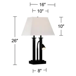 Possini Euro Design Deacon Modern Desk Table Lamp 26" High Black With USB And AC Power Outlet In Base LED Reading Light Oatmeal Shade For Office Desk -Target Lighting Store GUEST a6d1edee 17a8 43de 955b 07fabb9825c0