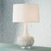 Possini Euro Design Natalia Modern Country Cottage Table Lamp 27" Tall White Ceramic Glaze Textured Floral Drum Shade For Bedroom Living Room Bedside -Target Lighting Store GUEST a9c912e3 f5b8 4cab 946c 15a04478d642