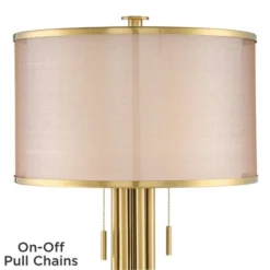 Possini Euro Design Granview Modern Table Lamp 32 1/2" Tall Brass Column Taupe Organza Outer Off White Linen Inner Drum Shade For Bedroom Living Room -Target Lighting Store GUEST ab5a4ef5 5251 4563 a797 c96730966c4d