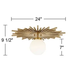 Possini Euro Design Hazel Modern Ceiling Light Semi Flush Mount Fixture 24" Wide Warm Brass White Globe Shade For Bedroom Kitchen Living Room Hallway -Target Lighting Store GUEST abd1820f 6891 4ab0 a543 8a21515dfd36