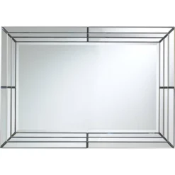 Possini Euro Design Rectangular Vanity Decorative Wall Mirror Modern Beveled Edge Clear Mirrored Tiles Frame 27" Wide For Bathroom Bedroom Living Room -Target Lighting Store GUEST ad465714 29fb 40a5 bc18 36c8895ca9bf
