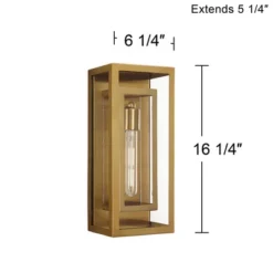 Possini Euro Design Modern Outdoor Wall Light Fixture Brass 16 1/4" Clear Glass Panel For Exterior Barn Deck House Porch Yard Patio Outside Garage -Target Lighting Store GUEST b19298cb c24d 4fd4 a57e 07f7a8c36ddc