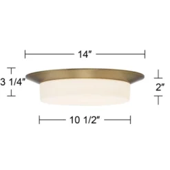 Possini Euro Design Melber Modern Ceiling Light Flush Mount Fixture 14" Wide Warm Brass Gold 3-Light Opal White Glass Shade For Bedroom Living Room -Target Lighting Store GUEST b285aa94 b8ac 4620 8846 61d63a9bf1a8