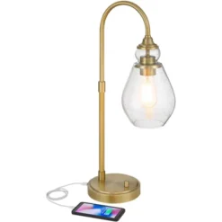 Possini Euro Design Possini Euro Vaile Desk Lamp With Dual USB Ports Warm Gold With Glass Shade -Target Lighting Store GUEST b383ea58 b6fb 4f07 9957 d4ca660fd13b