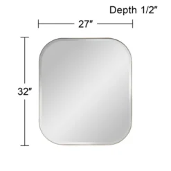 Possini Euro Design Bailey Rounded Corner Rectangular Vanity Wall Mirror Modern Beveled Brushed Gold Frame 27" Wide For Bathroom Bedroom Home Office -Target Lighting Store GUEST b3fd76d9 5edb 4f14 a47e 8b7eea420b61