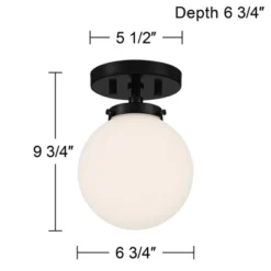 Possini Euro Design Jilly Modern Ceiling Light Semi Flush Mount Fixture 6 3/4" Wide Black White Glass Globe Shade For Bedroom Kitchen Living Room Home 4 Possini Euro Design Jilly Modern Ceiling Light Semi Flush Mount Fixture 6 3/4" Wide Black White Glass Globe Shade For Bedroom Kitchen Living Room Home -Target Lighting Store GUEST b515e171 04e7 471f 9c15 8a07c3f16d72