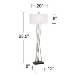 Possini Euro Design Modern Floor Lamp 63.5" Tall Brushed Steel Asymmetry White Linen Rectangular Shade For Living Room Reading Bedroom Office -Target Lighting Store GUEST baa5226f a421 4583 9b97 92c4758cc191
