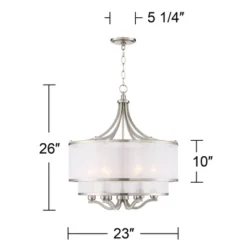 Possini Euro Design Nor Brushed Nickel Pendant Chandelier 23" Wide Modern Double White Organza Shade 6-Light Fixture For Dining Room Kitchen Island -Target Lighting Store GUEST bb16169e e8ac 40d5 a519 799cfcb81c1e