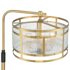 Possini Euro Design Modern Arc Floor Lamp 66" Tall Warm Gold Matte Black 4-Light Frosted Rain Pattern Glass For Living Room House -Target Lighting Store GUEST bb916c44 c338 4d42 b93e 8a71521863e1