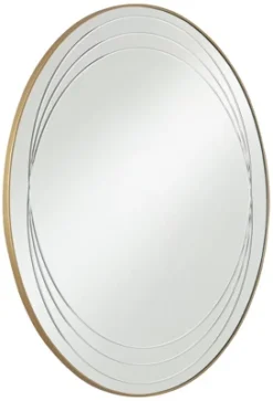 Possini Euro Design Aurelia Round Vanity Decorative Wall Mirror Modern Glam Gold Metal Frame 32" Wide Bathroom Bedroom Living Room -Target Lighting Store GUEST bc57f836 f1c9 442f b78d 973261e17dad