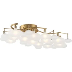 Possini Euro Design Lilypad Modern Ceiling Light Semi Flush Mount Fixture 30 1/4" Wide Warm Brass 12-Light Frosted Glass Shade For Bedroom Living Room -Target Lighting Store GUEST bc64b39a 2843 4a68 b9d6 625259c5adb7