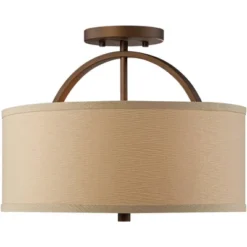 Possini Euro Design Halsted Modern Ceiling Light Semi Flush Mount Fixture 15" Wide Brushed Bronze 2-Light Oatmeal Linen Drum For Bedroom Living Room -Target Lighting Store GUEST bd8bffae 3ad9 41dc bc1b 11de48eff671