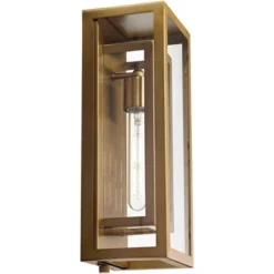 Possini Euro Design Modern Outdoor Wall Light Fixture Brass 16 1/4" Clear Glass Panel For Exterior Barn Deck House Porch Yard Patio Outside Garage -Target Lighting Store GUEST bfe425ca 3c01 49d9 a5c5 4f41d31df1fc