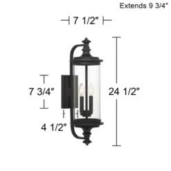 Possini Euro Design Medici Modern Outdoor Wall Light Fixture Black Metal 24 1/2" Clear Glass For Post Exterior Barn Deck House Porch Yard Patio Home -Target Lighting Store GUEST c01dd7ea d103 44e8 aa1f ca0ed14221d2